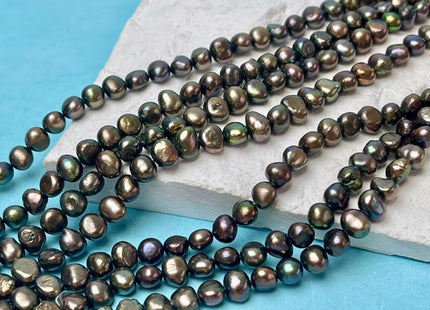 5-7 mm AA Peacock Green Color Freshwater Pearl Potato Nugget Beads Genuine High Luser Natural Nugget Pearls #P2888
