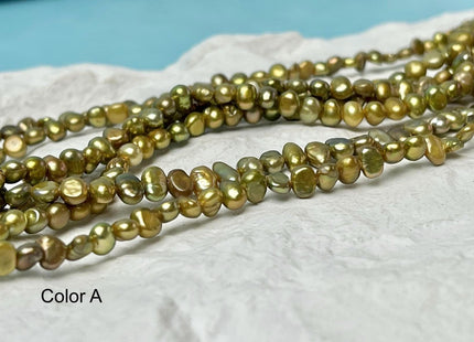 4-5 mm Green/Gold Color Potato Nugget Freshwater Pearl Beads Genuine High Luster Small Tiny Pearl Nuggets #P2889