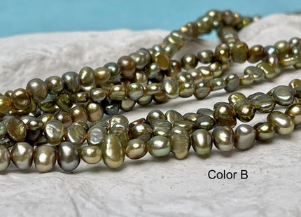 4-5 mm Green/Gold Color Potato Nugget Freshwater Pearl Beads Genuine High Luster Small Tiny Pearl Nuggets #P2889
