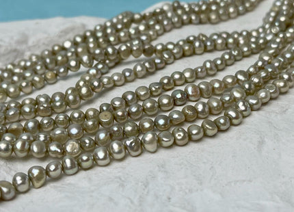 4-5 mm AA Sage Green Or Gold Color Potato Nugget Freshwater Pearls Genuine Freshwater Pearl Beads Freshwater Seed Pearls #P2890