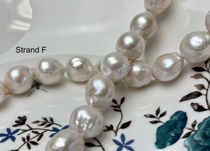 14-18mm AAA Very Rare Jumbo Natural White Freshwater Edison Pearls Top Quality Super High Luster White Baroque Pearls 22-24 Beads #P2871