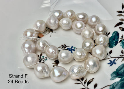 14-18mm AAA Very Rare Jumbo Natural White Freshwater Edison Pearls Top Quality Super High Luster White Baroque Pearls 22-24 Beads #P2871