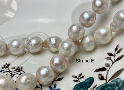 14-18mm AAA Very Rare Jumbo Natural White Freshwater Edison Pearls Top Quality Super High Luster White Baroque Pearls 22-24 Beads #P2871