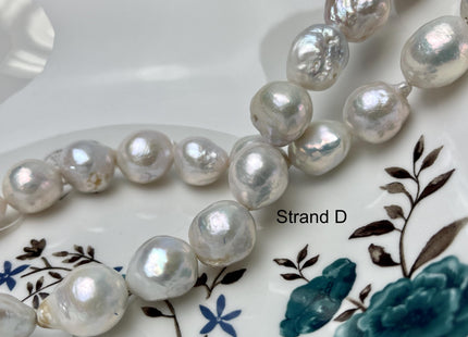 14-18mm AAA Very Rare Jumbo Natural White Freshwater Edison Pearls Top Quality Super High Luster White Baroque Pearls 22-24 Beads #P2871