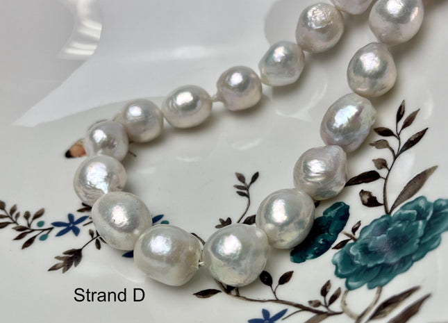 14-18mm AAA Very Rare Jumbo Natural White Freshwater Edison Pearls Top Quality Super High Luster White Baroque Pearls 22-24 Beads #P2871