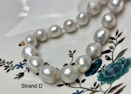 14-18mm AAA Very Rare Jumbo Natural White Freshwater Edison Pearls Top Quality Super High Luster White Baroque Pearls 22-24 Beads #P2871