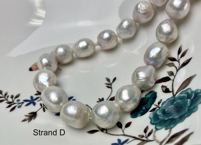 14-18mm AAA Very Rare Jumbo Natural White Freshwater Edison Pearls Top Quality Super High Luster White Baroque Pearls 22-24 Beads #P2871