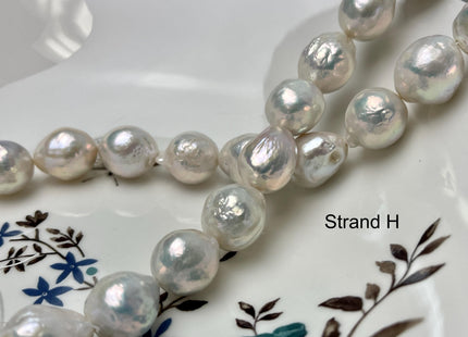 14-18mm AAA Very Rare Jumbo Natural White Freshwater Edison Pearls Top Quality Super High Luster White Baroque Pearls 22-24 Beads #P2871