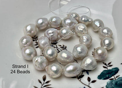 14-18mm AAA Very Rare Jumbo Natural White Freshwater Edison Pearls Top Quality Super High Luster White Baroque Pearls 22-24 Beads #P2871