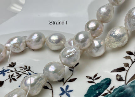 14-18mm AAA Very Rare Jumbo Natural White Freshwater Edison Pearls Top Quality Super High Luster White Baroque Pearls 22-24 Beads #P2871