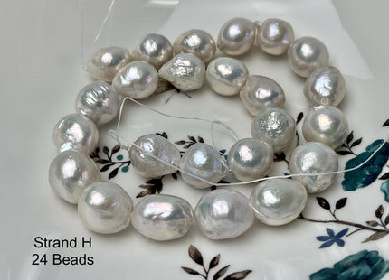 14-18mm AAA Very Rare Jumbo Natural White Freshwater Edison Pearls Top Quality Super High Luster White Baroque Pearls 22-24 Beads #P2871