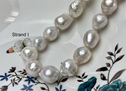 14-18mm AAA Very Rare Jumbo Natural White Freshwater Edison Pearls Top Quality Super High Luster White Baroque Pearls 22-24 Beads #P2871