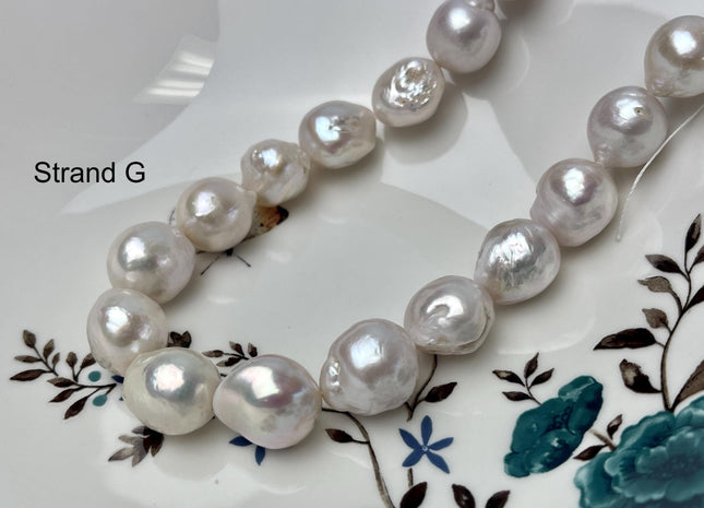 14-18mm AAA Very Rare Jumbo Natural White Freshwater Edison Pearls Top Quality Super High Luster White Baroque Pearls 22-24 Beads #P2871