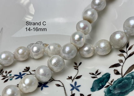 14-18mm AA Very Rare Jumbo Natural White Freshwater Edison Pearls Top Quality Super High Luster White Baroque Pearls 23-28 Beads #P2891