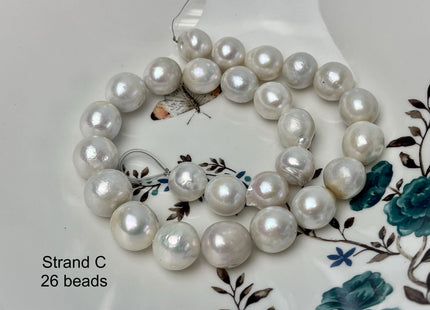 14-18mm AA Very Rare Jumbo Natural White Freshwater Edison Pearls Top Quality Super High Luster White Baroque Pearls 23-28 Beads #P2891