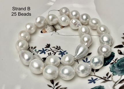 14-18mm AA Very Rare Jumbo Natural White Freshwater Edison Pearls Top Quality Super High Luster White Baroque Pearls 23-28 Beads #P2891