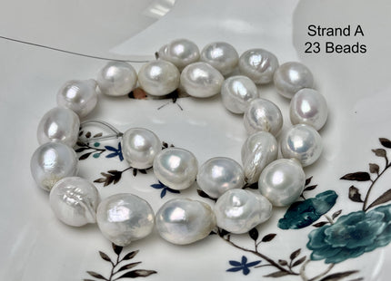 14-18mm AA Very Rare Jumbo Natural White Freshwater Edison Pearls Top Quality Super High Luster White Baroque Pearls 23-28 Beads #P2891