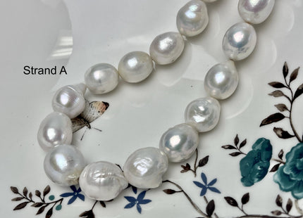 14-18mm AA Very Rare Jumbo Natural White Freshwater Edison Pearls Top Quality Super High Luster White Baroque Pearls 23-28 Beads #P2891