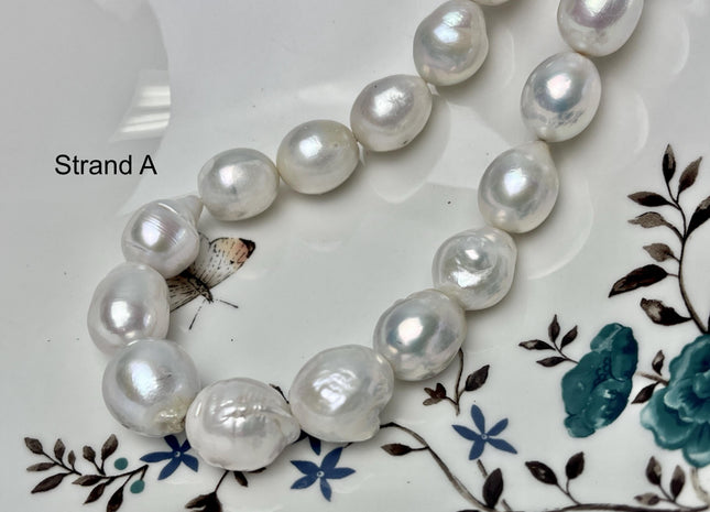 14-18mm AA Very Rare Jumbo Natural White Freshwater Edison Pearls Top Quality Super High Luster White Baroque Pearls 23-28 Beads #P2891