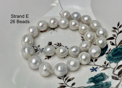 14-18mm AA Very Rare Jumbo Natural White Freshwater Edison Pearls Top Quality Super High Luster White Baroque Pearls 23-28 Beads #P2891