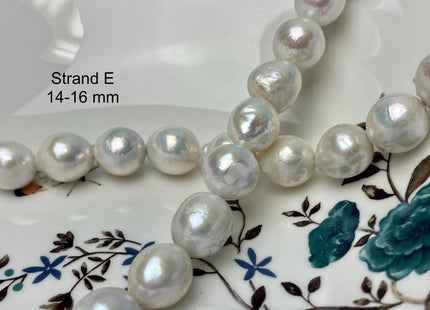 14-18mm AA Very Rare Jumbo Natural White Freshwater Edison Pearls Top Quality Super High Luster White Baroque Pearls 23-28 Beads #P2891