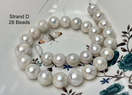 14-18mm AA Very Rare Jumbo Natural White Freshwater Edison Pearls Top Quality Super High Luster White Baroque Pearls 23-28 Beads #P2891