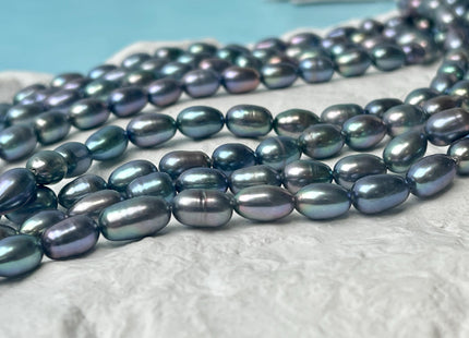 6x9-10 mm AAA Blue Peacock Color Oval/Rice Freshwater Pearl Genuine Very Rare High Quality/Luster Peacock Long Oval Pearl #P2898