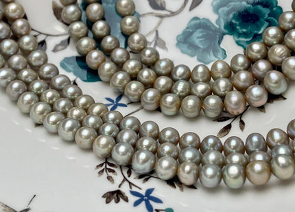 7.5-8 mm AA Rare Grayish Sage Green Off Round Freshwater Pearl Beads Genuine Freshwater Potato Pearl #P2897