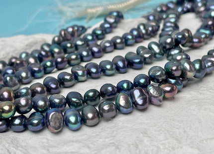 6-7 mm Potato Nugget Gray/Blue Peacock Color Freshwater Pearl Beads Genuine Freshwater Nugget Pearl #P2899