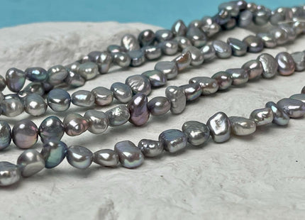 6-7 mm Potato Nugget Gray/Blue Peacock Color Freshwater Pearl Beads Genuine Freshwater Nugget Pearl #P2899