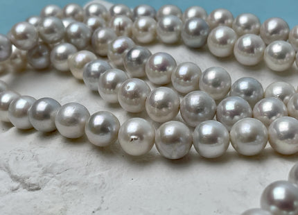 9.5-10 mm AAA Half Strand Large Hole Natural White round Edison Pearl 1.0 mm Hole Genuine High Luster Round Pearl 20 Beads #P2900