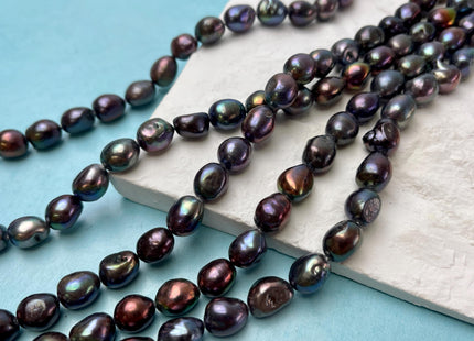 9-10x11-12 mm AA Black Peacock Rice Nugget Freshwater Pearls, Genuine Peacock Nugget Freshwater Pearls #P2901