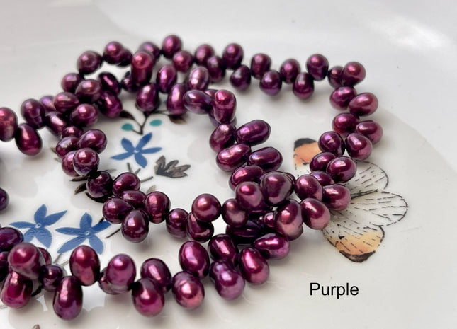 5x6-7mm AA Top Drilled Purple/baby Pink/Lavender Color Rice/Oval Freshwater Pearl Beads Genuine High Luster Dancing Freshwater Pearls #P2902