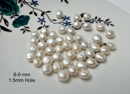 3 Pieces 8-9x9-13mm AAA Large Hole Natural White Keshi Freshwater Pearl Bead Hole Size 1.2-1.5mm High Luster Center Drilled Beads #P2903