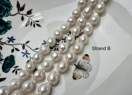 10-11mm AAAA Very Rare Natural White Freshwater Edison Baroque Pearls Top Quality Super High Luster White Baroque Pearls 33-35 Beads #P2904