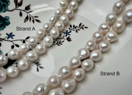 10-11mm AAAA Very Rare Natural White Freshwater Edison Baroque Pearls Top Quality Super High Luster White Baroque Pearls 33-35 Beads #P2904
