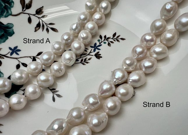 10-11mm AAAA Very Rare Natural White Freshwater Edison Baroque Pearls Top Quality Super High Luster White Baroque Pearls 33-35 Beads #P2904