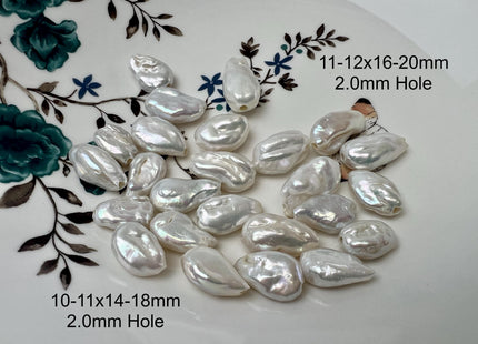 1 Pieces 10-12x13-17mm AAA Large Hole Natural White Keshi Freshwater Pearl Bead Hole Size 1.2-2.0mm High Luster Center Drilled Beads #P2905