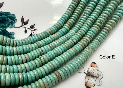 10-11 mm Smooth Rondelle Shape Turquoise Gemstone Beads Green Blue And Brown Color Turquoise #4066