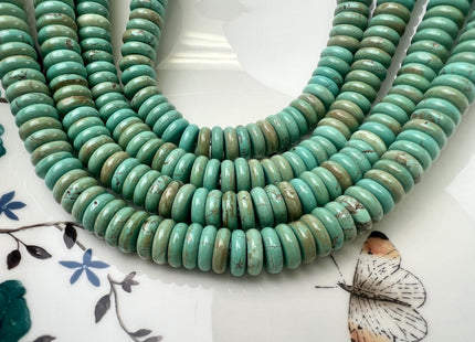 10-11 mm Smooth Rondelle Shape Turquoise Gemstone Beads Green Blue And Brown Color Turquoise #4066
