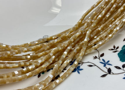 4mm 6mm 8mm Smooth Rondelle Heishi Natural Gold Brown Mother of Pearl Gemstone Beads 15 Inches Strand #4644