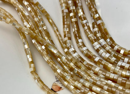 4mm 6mm 8mm Smooth Rondelle Heishi Natural Gold Brown Mother of Pearl Gemstone Beads 15 Inches Strand #4644