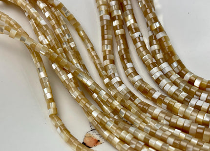 4mm 6mm 8mm Smooth Rondelle Heishi Natural Gold Brown Mother of Pearl Gemstone Beads 15 Inches Strand #4644
