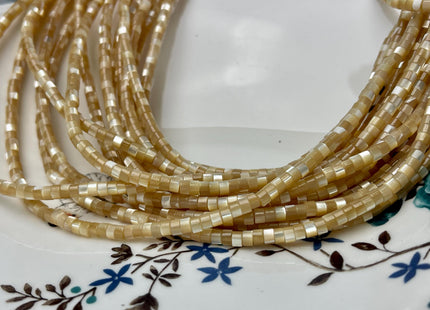 4mm 6mm 8mm Smooth Rondelle Heishi Natural Gold Brown Mother of Pearl Gemstone Beads 15 Inches Strand #4644