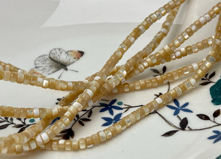 4mm 6mm 8mm Smooth Rondelle Heishi Natural Gold Brown Mother of Pearl Gemstone Beads 15 Inches Strand #4642