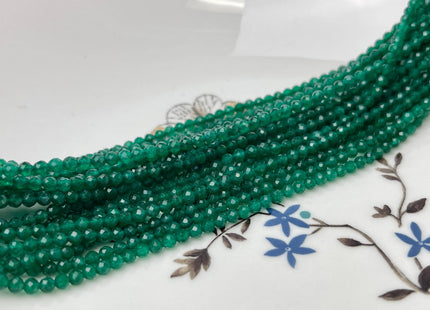 3 mm Faceted Round Tiny Green Onyx Gemstone Beads Genuine Natural Quartz Loose Beads 13 Inches Strand #4651