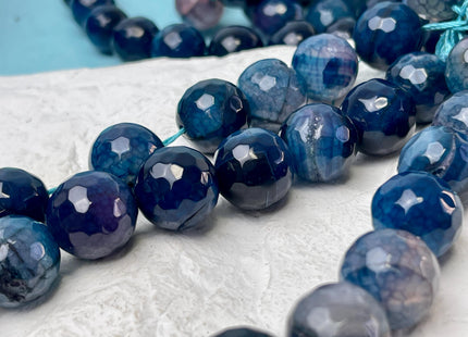 16 mm Faceted Round Agate Gemstone Beads Heat Treated Mixed Midnight Blue Color Natural Gemstone Agate 15.5 Inches Strand #4612
