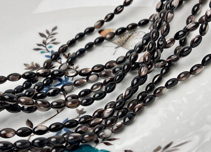 3x5mm 4x7mm 5x8mm Rice/Barrel Shape Natural Mother of Pearl Gemstone Beads Black Brown MOP Beads 15.5 Inches #4643