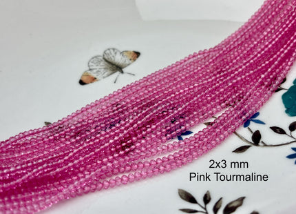 1x2mm 2x3mm Faceted Rondelle Pink Tourmaline Or Green Peridot Gemstone Beads 13 Inches #4648