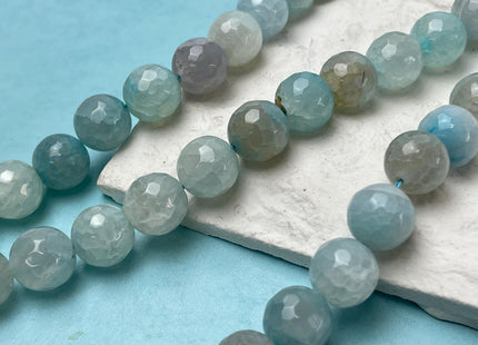 14 mm Faceted Round Agate Gemstone Beads Heat Treated Multi Aqua Blue Color Natural Gemstone Agate 15.5 Inches Strand #4618